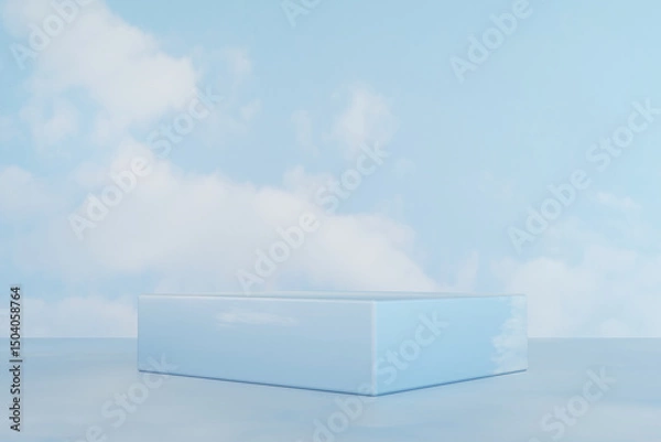 Fototapeta Podium display. Abstract scene for products mockup. 3D rendering.