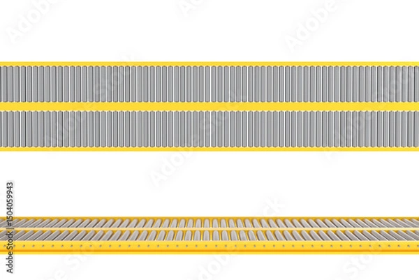 Obraz Front and top view of conveyors belt, industry business, 3D Rendering.