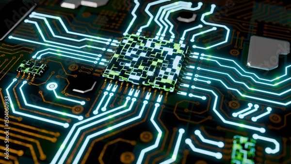 Obraz チップと電子回路基板のイメージ