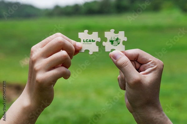 Fototapeta Diverse Hands Connecting Puzzle Pieces for Environmental Unity