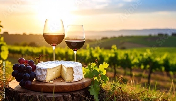 Obraz カマンベールチーズとワイン