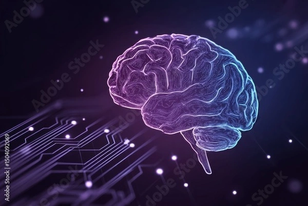 Fototapeta Abstract Digital Brain and Circuit Board AI, Neuroscience, Technology Concept