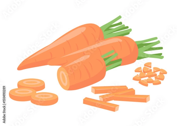 Fototapeta Vector illustration of a simple carrot in light colors and flat design. Graphic material on white background.