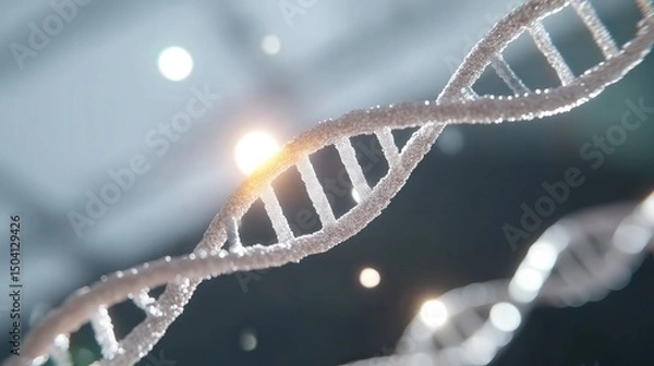 Obraz Vibrant DNA Strands Intertwining with Disease Theme Emanating Light