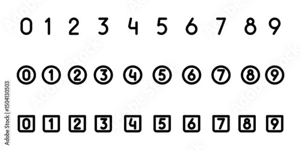 Obraz icon set of number's in outline for business or accounting