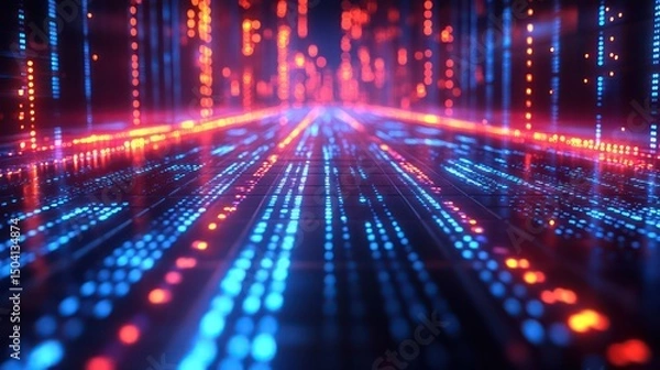 Fototapeta Glowing 3D graph with blue data visuals symbolizing futuristic financial analytics and growth