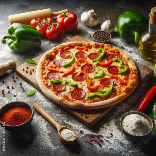 Obraz pizza with mushrooms