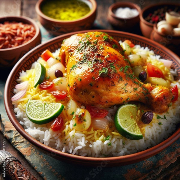 Obraz roasted chicken with vegetables