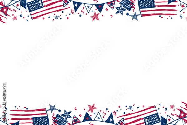 Obraz Patriotic 4th of July Stars Border Background
