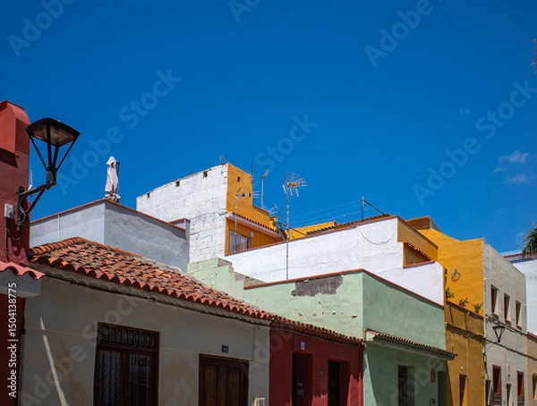 Obraz old colorful houses in tenerife spain