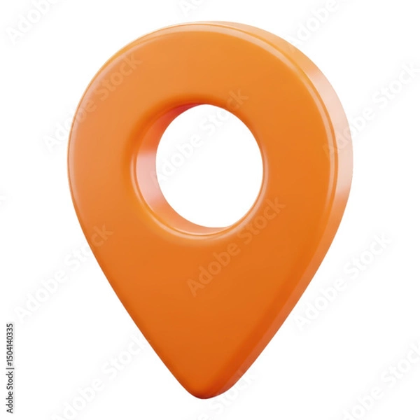 Fototapeta 3d render orange location pin icon