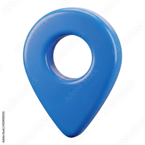 Fototapeta 3d render of a glossy blue location pin icon