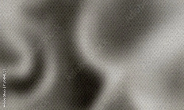 Fototapeta Grey black white glowing abstract gradient shape on black grainy background minimal header cover poster design copy space	