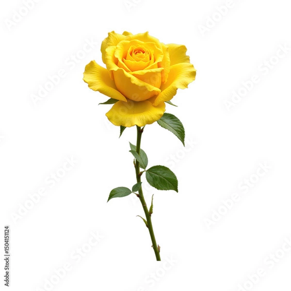 Obraz Delicate yellow rose isolated on transparent background, perfect for elegant designs..