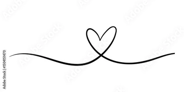 Fototapeta Heart. Abstract love symbol. Continuous line art drawing vector illustration 
