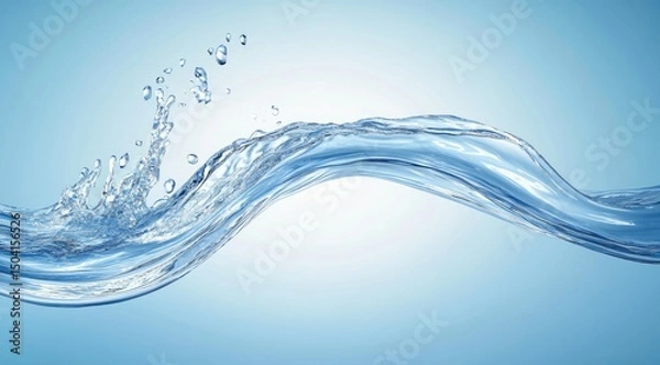 Fototapeta Fluid water waves with splashes