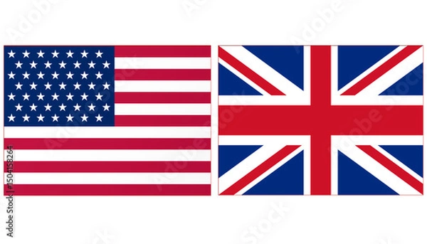 Fototapeta USA United State of America Official flag with UK England national flag, both countries flags are in Horizontal shape and isolated on white background.
Rectangular colorful design Flag with together
