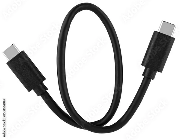 Fototapeta Black plastic-coated Type-C cable