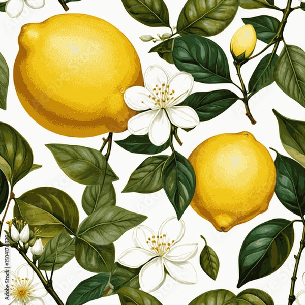 Obraz lemon tree branch with leaves