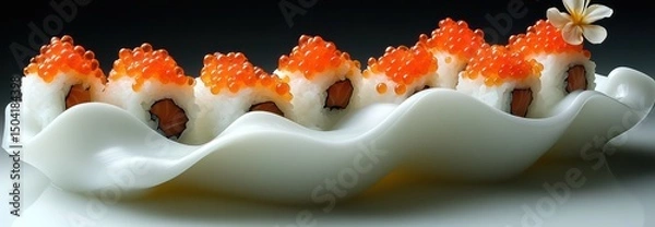 Fototapeta Futuristic 3D-printed sushi with vibrant edible details and a clean, precise presentation