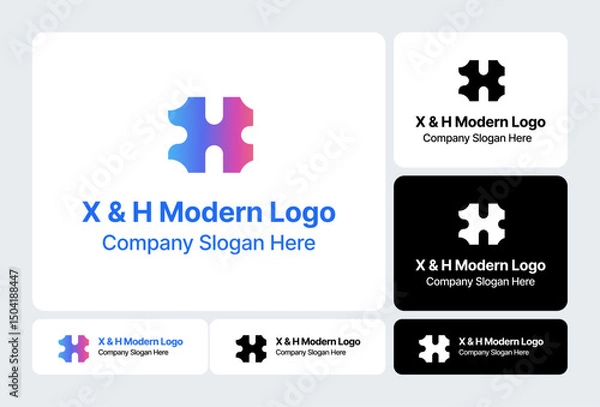 Obraz X and H Modern Logo  Interlocking Geometric Letter Design