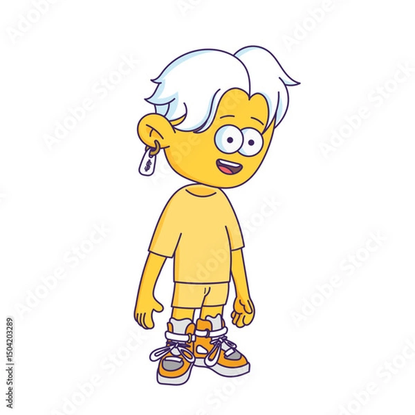 Obraz Cartoon-style character illustration with a bored or tired expression.