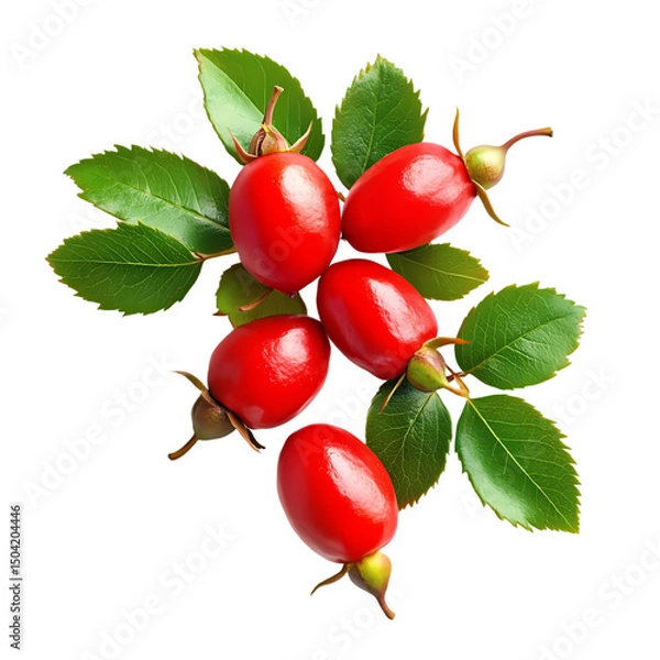Obraz Rosehips on the Branch isolated on transparent background