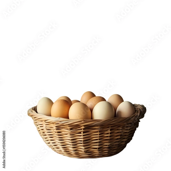 Obraz Fresh Eggs in a Basket isolated on transparent background