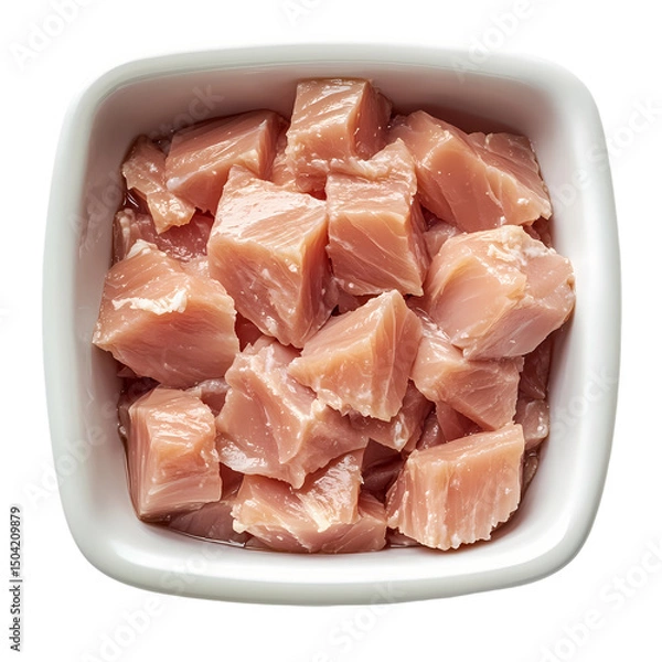 Obraz Diced Tuna in White Bowl isolated on transparent background