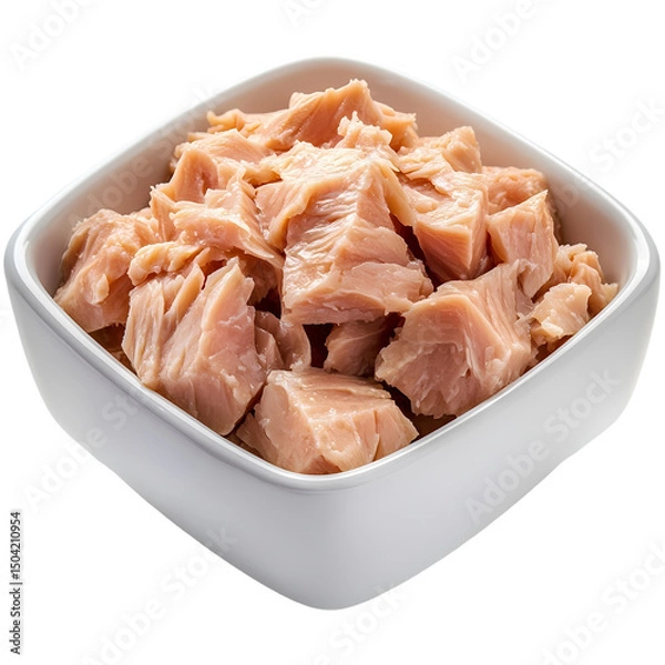 Obraz Canned Tuna Chunks in a White Bowl isolated on transparent background