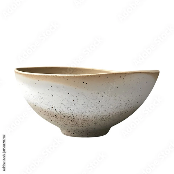 Obraz Beige Speckled Ceramic Bowl isolated on transparent background