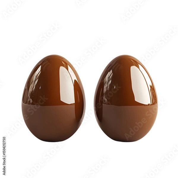 Obraz Two Chocolate Easter Eggs isolated on transparent background