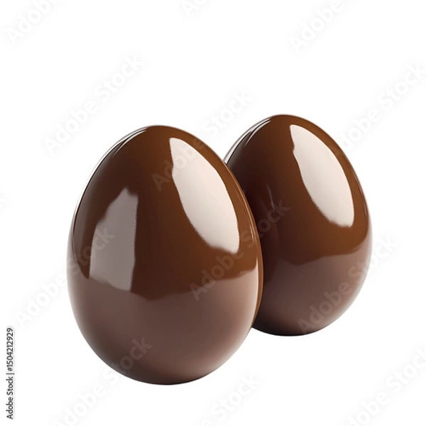 Obraz Two Shiny Chocolate Eggs isolated on transparent background