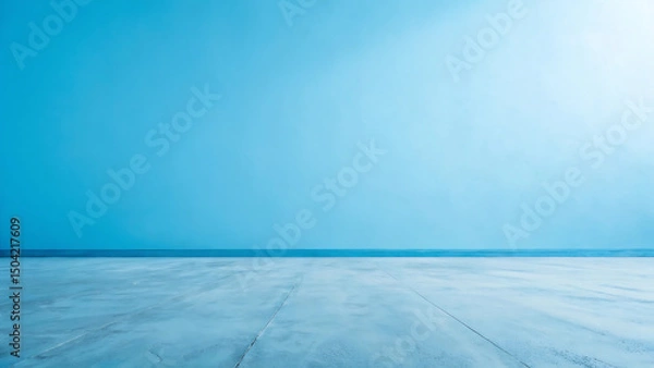 Obraz Empty room with light blue wall and concrete floor