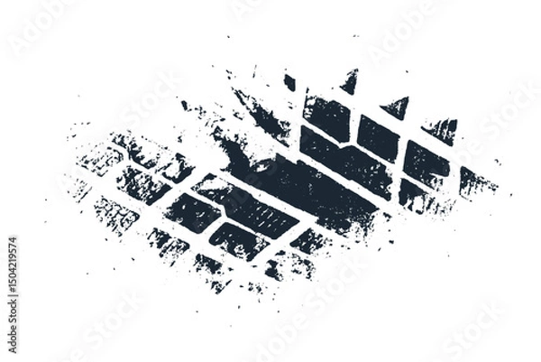 Fototapeta Mud tire tracking. Dirt track from the car wheel protector. Tire mark silhouette. Grunge overlay texture. Abstract black pattern. Vector illustration, EPS 10.