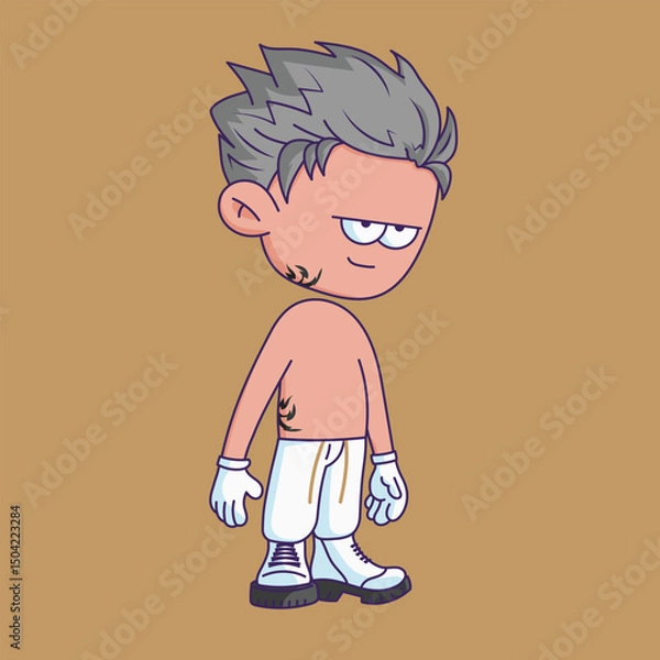 Obraz Cartoon-style character illustration with a bored or tired expression.