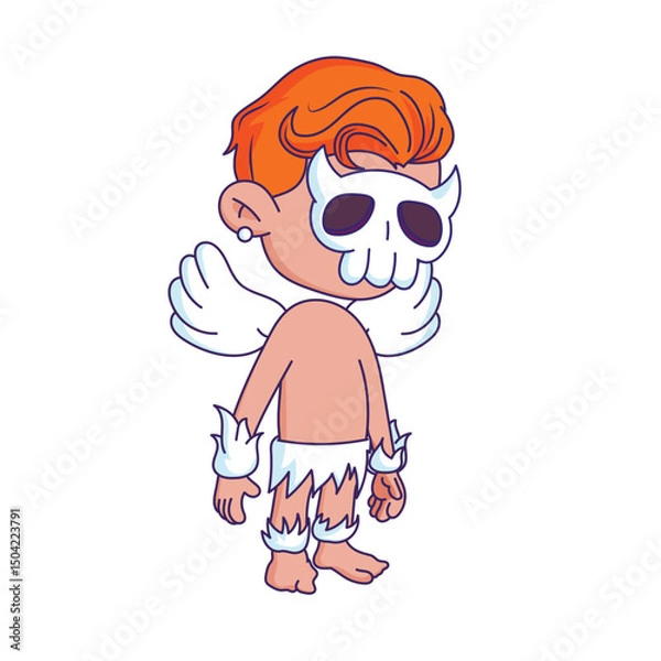 Fototapeta Cartoon-style character illustration with a bored or tired expression.