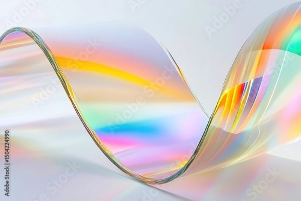 Fototapeta Wavy iridescent sheet with vibrant colors creates a beautiful interplay of light and movement