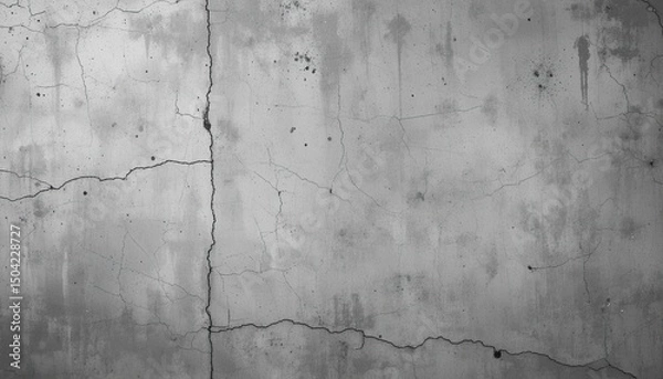 Obraz Cracked Concrete Wall Texture: A Monochrome Study of Urban Decay and Grunge