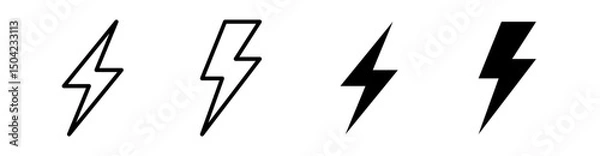 Fototapeta Lightning icon set – Vector illustrations of thunder, bolt, flash, and electricity symbols