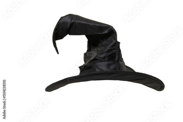 Fototapeta Black  pointy witch hat isolated on a white background