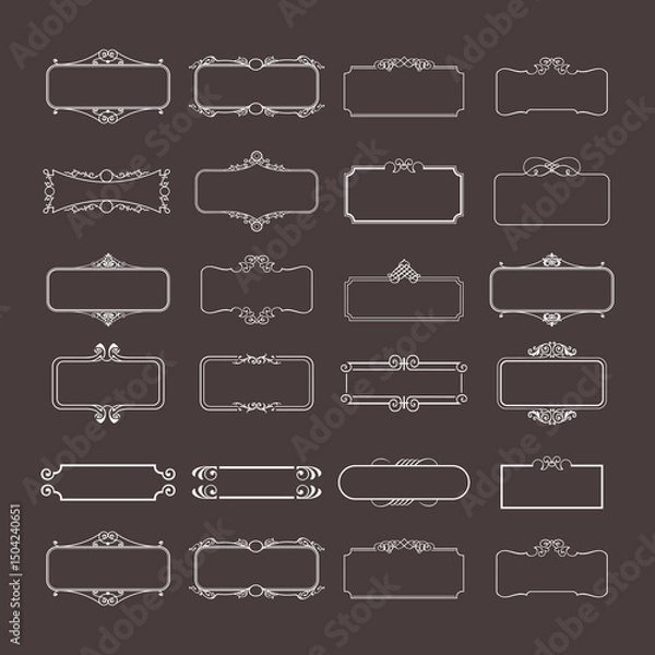 Fototapeta Elegant Vintage Ornamental Frame Vector Set with Decorative Patterns