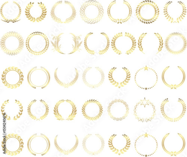 Fototapeta Collection of Elegant Golden Laurel Wreath Designs for Awards and Achievements