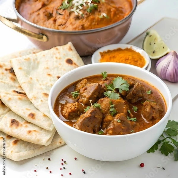 Fototapeta Indian Butter Chicken and Naan Bread A Culinary Delight