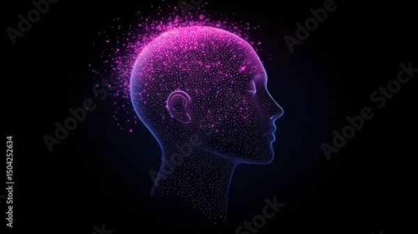 Fototapeta Digital Mind: A Visual Representation of Consciousness and Thought Processes