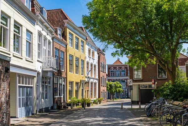 Obraz Old colorful houses in the historic city centre of Vlissingen, province of Zeeland, The Netherlands
