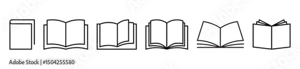 Obraz book icon set education study reading learning language skill sign symbol line pictogram vector illustration design flat graphic design