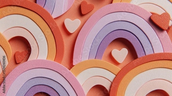 Fototapeta Vibrant Rainbow Shapes and Hearts Close Up