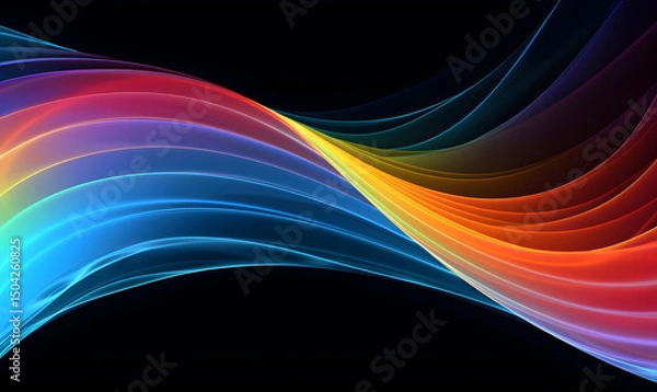 Fototapeta A color light effect that comes out from the top down, a line light, a glow effect, a light effect, Black background.
