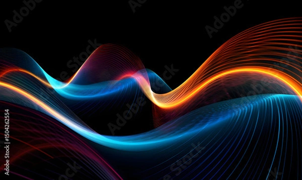 Fototapeta A color light effect that comes out from the top down, a line light, a glow effect, a light effect, Black background.
